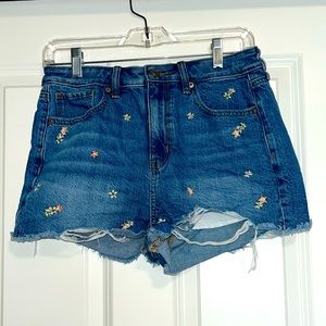 American Eagle Flower Ripped Jean Shorts